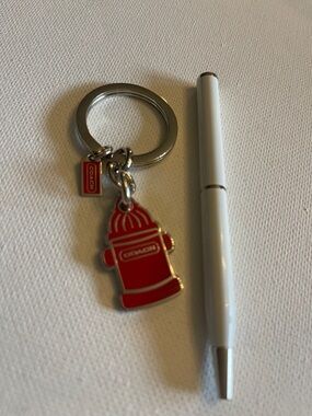 Coach Red Enamel Fire Hydrant Keyring and Coach Pen
